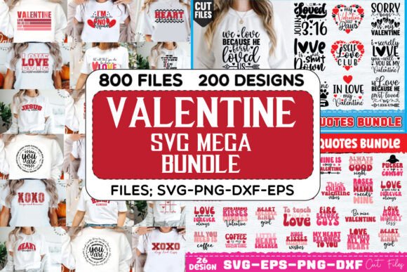 200 Valentine s Day SVG PNG Mega Bundle