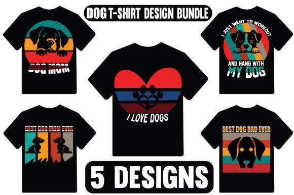 5 Dog T-Shirt Bundle Designs