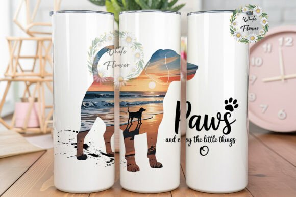 Beach Dog Silhouette 20oz Tumbler Wrap