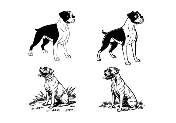 Boxer Dog Silhouette Vector Svg