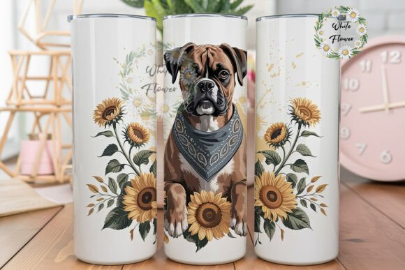 Boxer Dog with Sunflowers 20oz Tumbler
