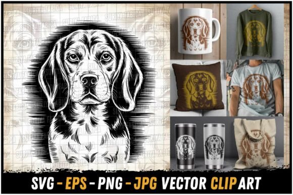 Charming Beagle Dog Art Design SVG