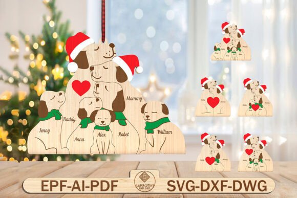 Dog Family Puzzle Pieces Svg