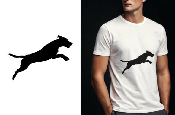 Dog Silhouette Jumpumping Action Pose