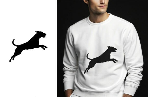 Dog Silhouette Leaping Action Pose