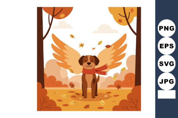 Dog with Angel Wings Wearing Scarf in Au