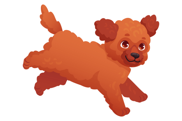 Fluffy Brown Puppy Running. Funny Little