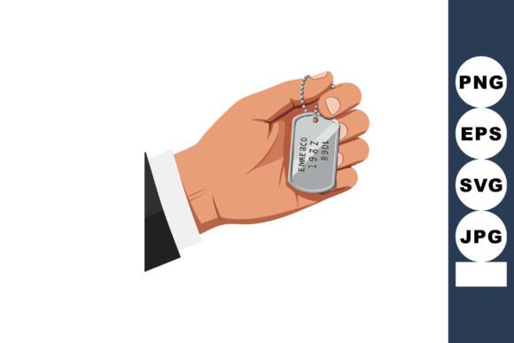 Hand Holding Military Dog Tag with Engra