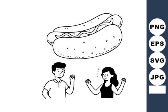 Hot Dog Sandwich with Happy Man and Woma
