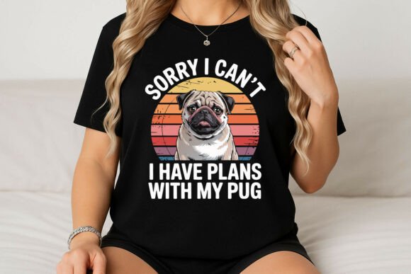 Pug with Funny Text on White