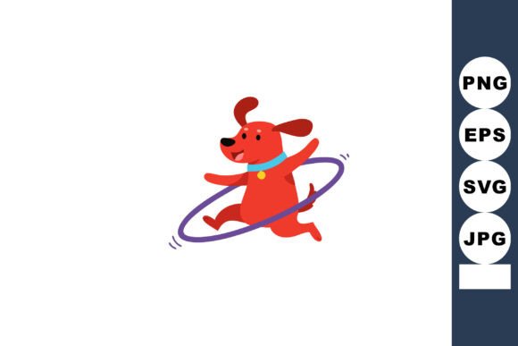 Red Dog Playing with Purple Hula Hoop