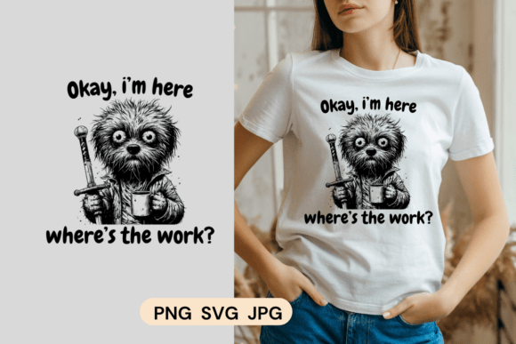 Retro Dog with Sword Coffee Quote Tee