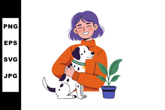 Woman Hugging Dog with Spotted Fur and G